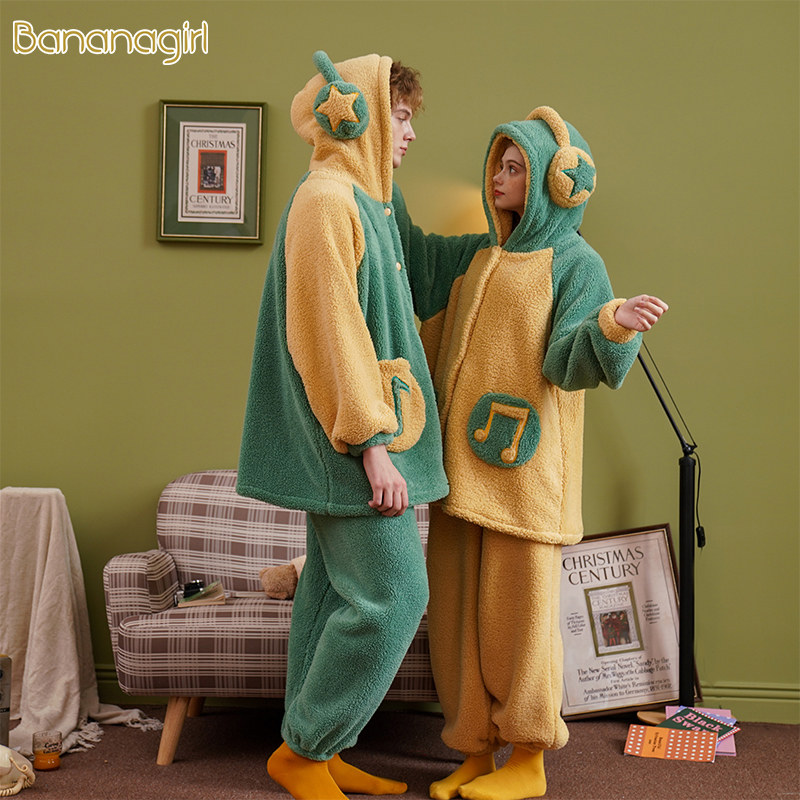 情侣珊瑚绒可爱甜美男款冬季睡衣 bananagirl睡衣/家居服套装