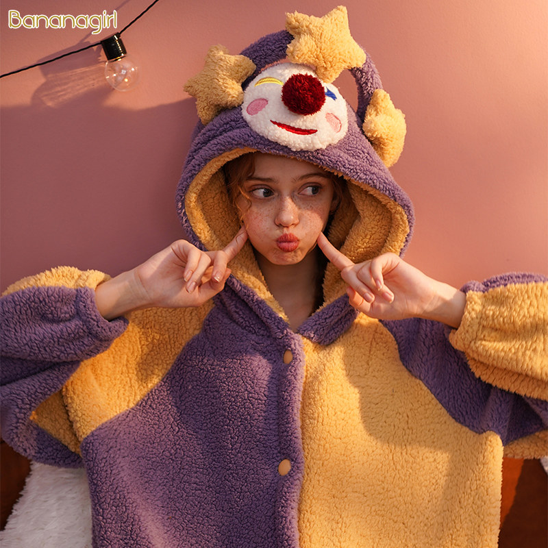 Bananagirl情侣睡衣珊瑚绒可爱卡通睡衣女冬加厚法兰绒保暖家居服,淘宝优惠券,粉丝福利购,淘宝优惠卷