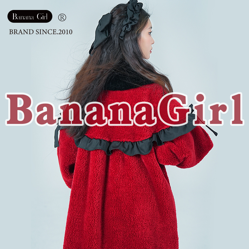 Bananagirl珊瑚绒睡衣女款冬季本命年红色家居服睡袍加厚女士套装