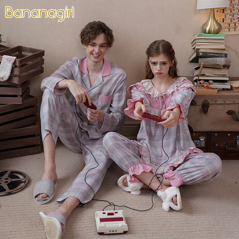 bananagirl情侣秋纯棉女韩版睡衣 bananagirl睡衣/家居服套装