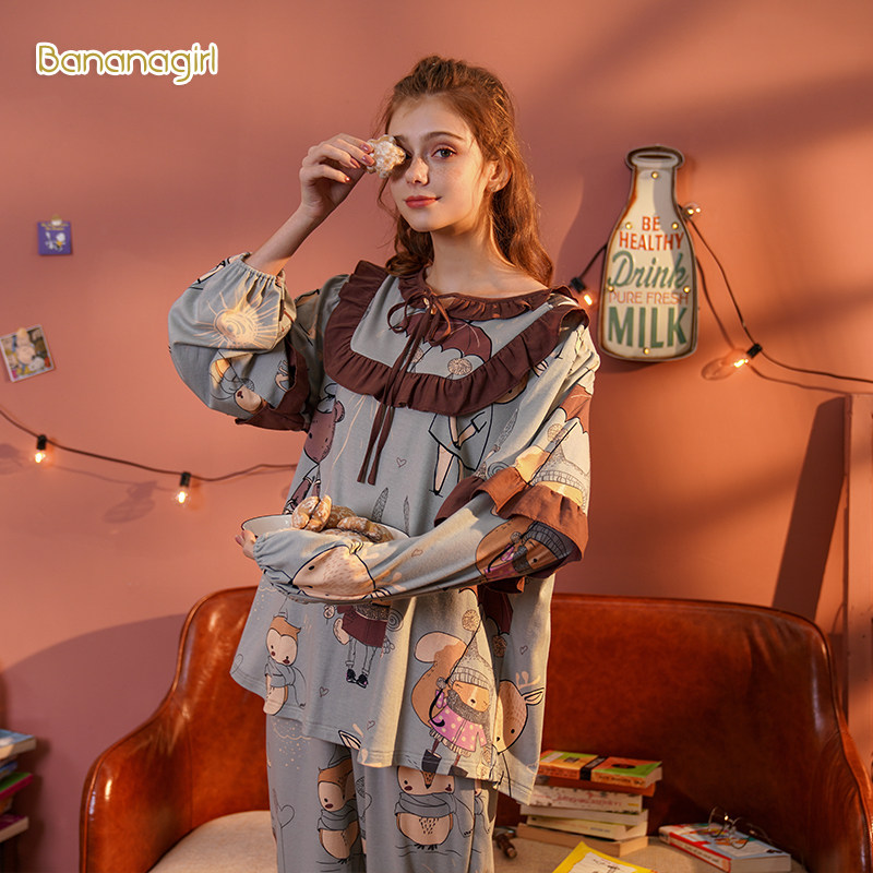 bananagirl情侣纯棉卡通春秋睡衣 bananagirl睡衣/家居服套装