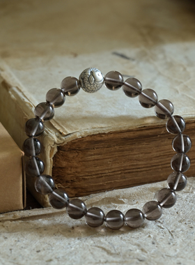 冰种黑曜石手链手串银大鱼