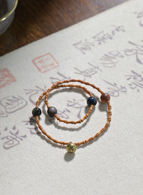 工艺橄榄核竹节手链纤细文艺仙气