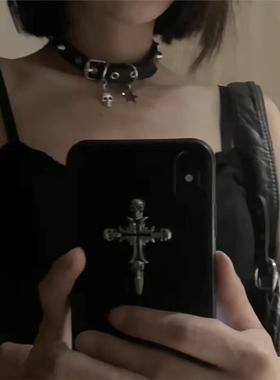 暗黑朋克y2k亚文化辣妹五角星骷髅项链chocker颈链项圈情侣万圣节