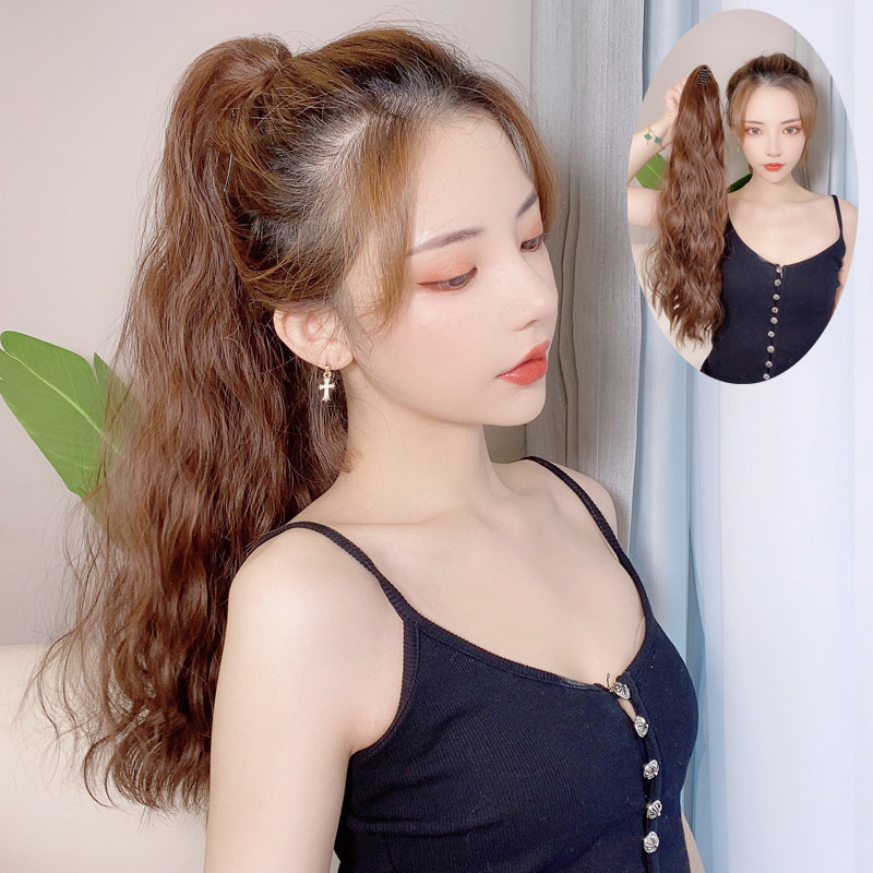 马尾假发女长卷发抓夹式玉米烫马尾羊毛卷网红高马尾仿真马尾辫子