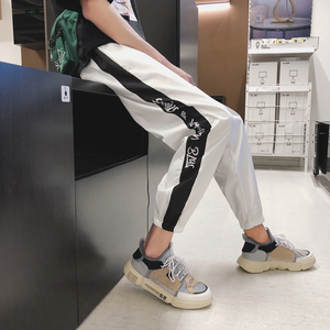 夏季字母拼色休闲裤