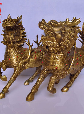 家居办公室摆件铜火麒麟