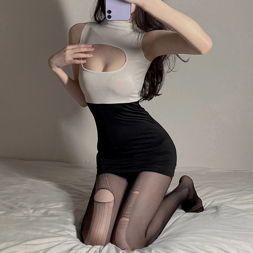 大码情趣内衣秘书装性感露胸辣妹OL紧身超短包臀裙纯欲风胖MM - 图0