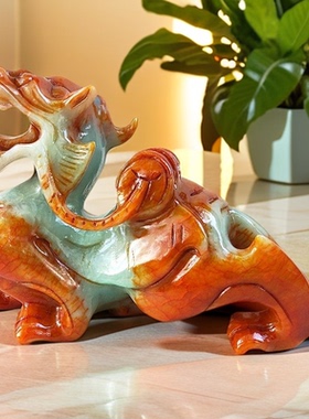 天然玉石貔貅摆件岫玉貔貅玄关摆设店铺开业礼品客厅公母一对皮丘