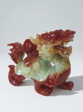 天然岫岩玉龙头龟摆件招财镇宅客厅玄关办公室动物工艺品精致