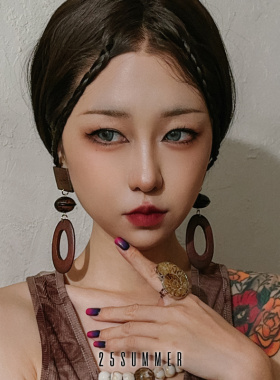 25SUMMER鸡翅木远传椭圆女耳环