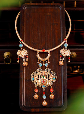 古风汉服古装造型百搭璎珞项圈平安锁流苏项链复古婚服影楼发饰女