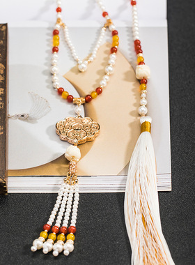 明制璎珞长流苏项链汉服马面裙配饰古风背云软璎珞国风旗袍项链