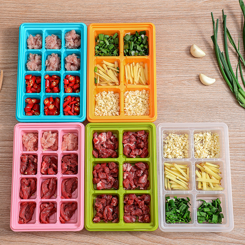日式多功能冰盒分格冻肉盒葱姜蒜厨房备菜保鲜盒带盖收纳盒储物盒