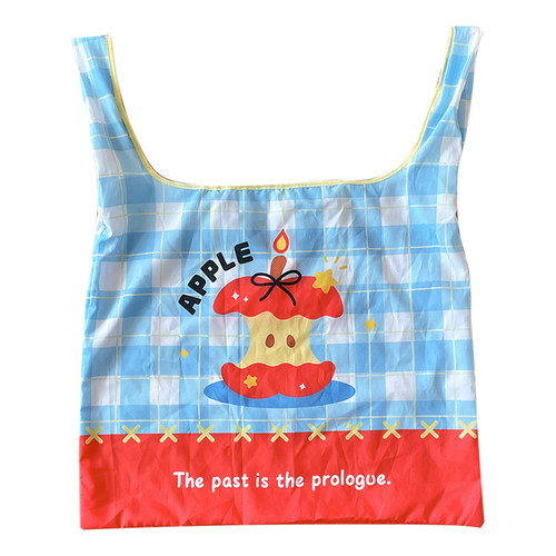 卡通印花购物袋单肩轻便携大号大容量可折叠手提环保超市买菜布包 - 图3