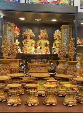 细雕宴王套精品木雕精雕川头组合套装佛前供奉五供花瓶烛台敬茶台