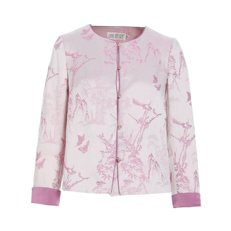 经典故事薄款新中式外套女秋季2025新款国风重工提花缎面开衫上衣,淘宝优惠券,粉丝福利购,淘宝优惠卷