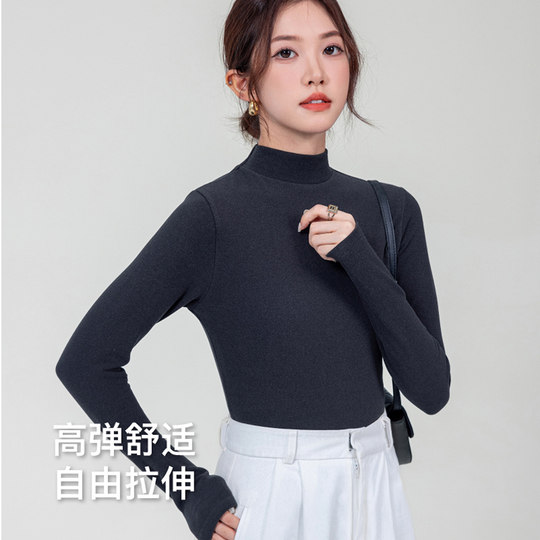 黑色半高领打底衫女春秋冬内搭可外穿2025新款山羊绒保暖长袖上衣