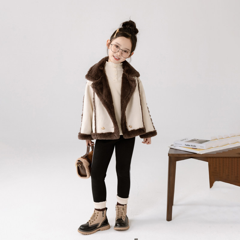 哈依鲁女童冬季新款小香风加绒外套儿童中大童仿皮草短款夹克皮衣,淘宝优惠券,粉丝福利购,淘宝优惠卷