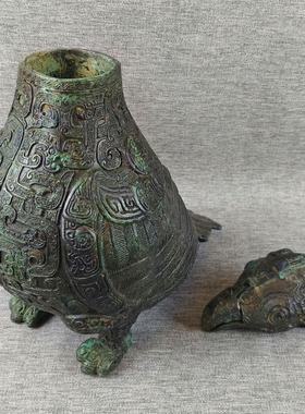 青铜器仿古摆件子乍弄鸟尊纯铜尊