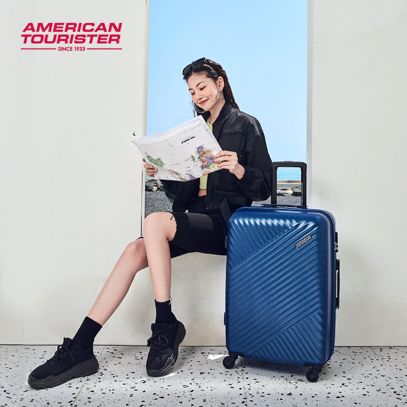 美旅爆款条纹女大容量耐用男密码箱 美旅旅行箱