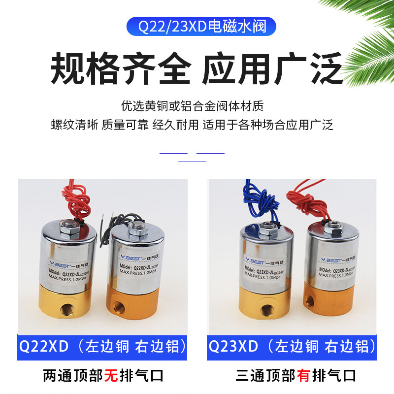 先导头全铜电磁阀Q23XD-2L Q22XD-2L 二位三通气阀 AC220v DC24v - 图2