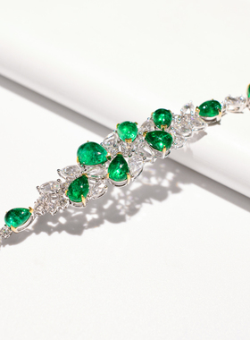 小灯泡天然祖母绿手链FIICCI