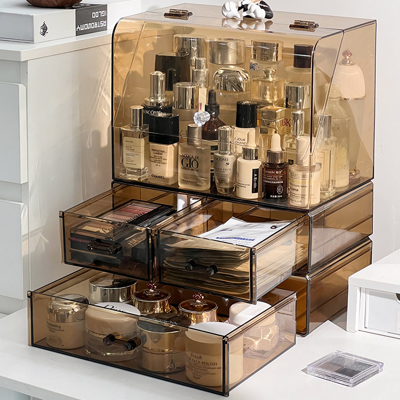 化妆品收纳盒高级感口红护肤品置物架抽屉式防尘桌面大容量化妆箱,淘宝优惠券,粉丝福利购,淘宝优惠卷