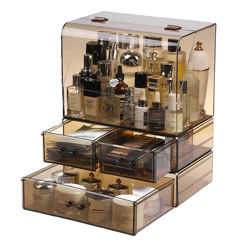 化妆品收纳盒高级感口红护肤品置物架抽屉式防尘桌面大容量化妆箱,淘宝优惠券,粉丝福利购,淘宝优惠卷