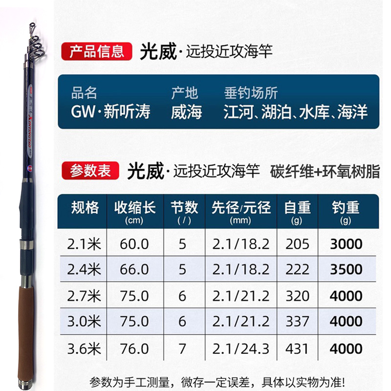 光威新听涛海竿套装全套旗舰官方超硬远投竿抛竿裸竿单竿海钓鱼竿