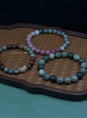 天然木纹石手串国风新中式复古