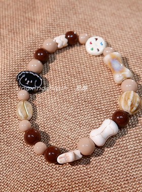 美拉德色系手串合金陶瓷可爱曲奇