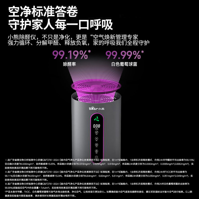 Xiaoxiong smart air purifier household formaldehyde removal small bedroom indoor formaldehyde removal instrument to remove smoke and odor deodorization