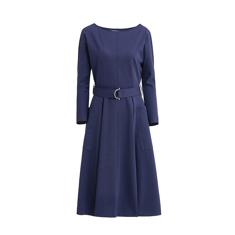 水云间一字领腰带连衣裙2020百褶裙 sedate连衣裙