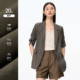 Shuiyunjian Brown Three Quarter Sleeve Small Blazer Women's Acetate Linen Blended Suit Right Shoulder Commuting Style 2026 Summer