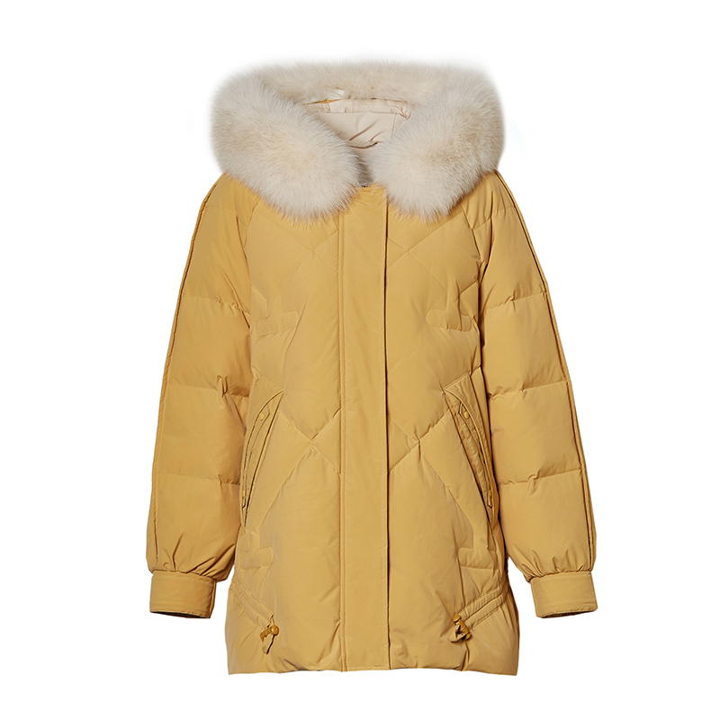 水云间纯色连帽白鸭绒大毛领羽绒服 sedate羽绒服