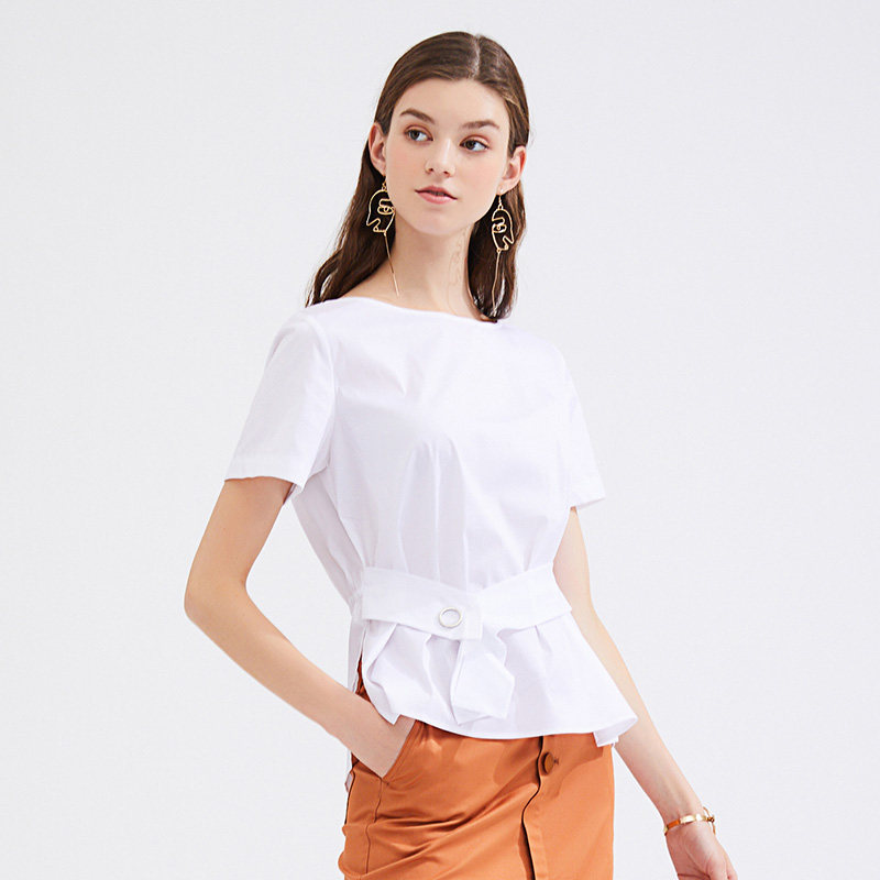 水云间松紧腰系带开叉2020夏季t恤 sedateT恤