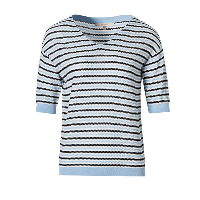 【商场同款】水云间蓝白黑条纹针织衫 sedate毛针织衫