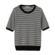 Shuiyunjian half-sleeved wool sweater top women's striped round neck-sleeved shirt Lyocell light and thin 2026 summer new style