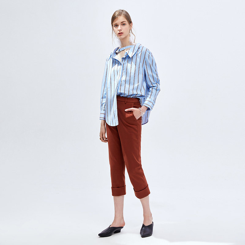 水云间polo领撞色秋季新款长袖衬衣 sedate衬衫