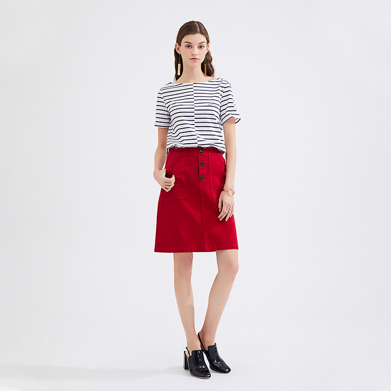 水云间条纹短款t恤女2020拼接ins sedateT恤