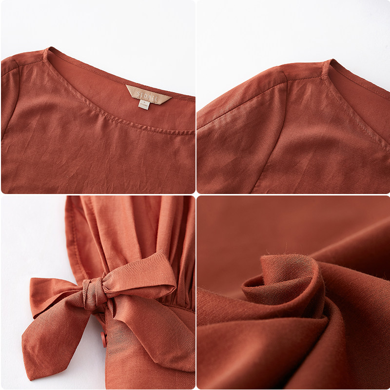 水云间纯色蝴蝶结秋季新款宽松t恤 sedateT恤