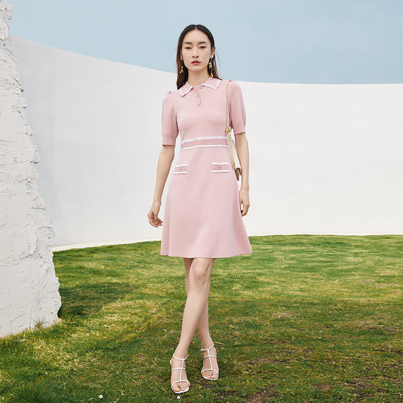水云间高腰显瘦polo领减龄女连衣裙 sedate连衣裙