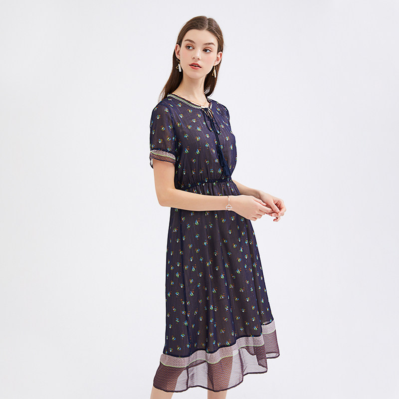 水云间系带碎花中长款2020连衣裙 sedate连衣裙
