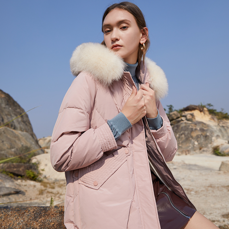 水云间大毛领加厚羽绒服女中长款 sedate羽绒服