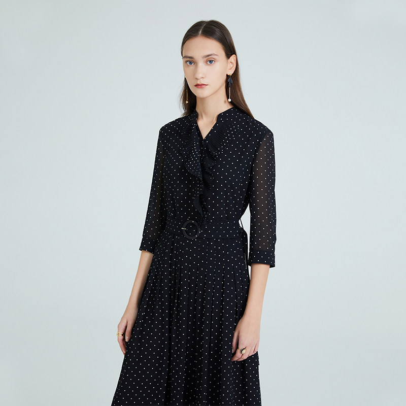 水云间雪纺春季新款中腰中长裙子 sedate连衣裙