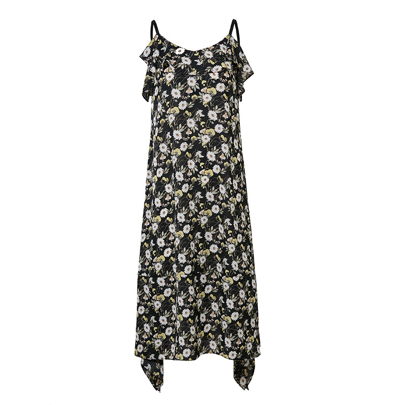 露背小雏菊荷叶边连衣裙 sedate连衣裙