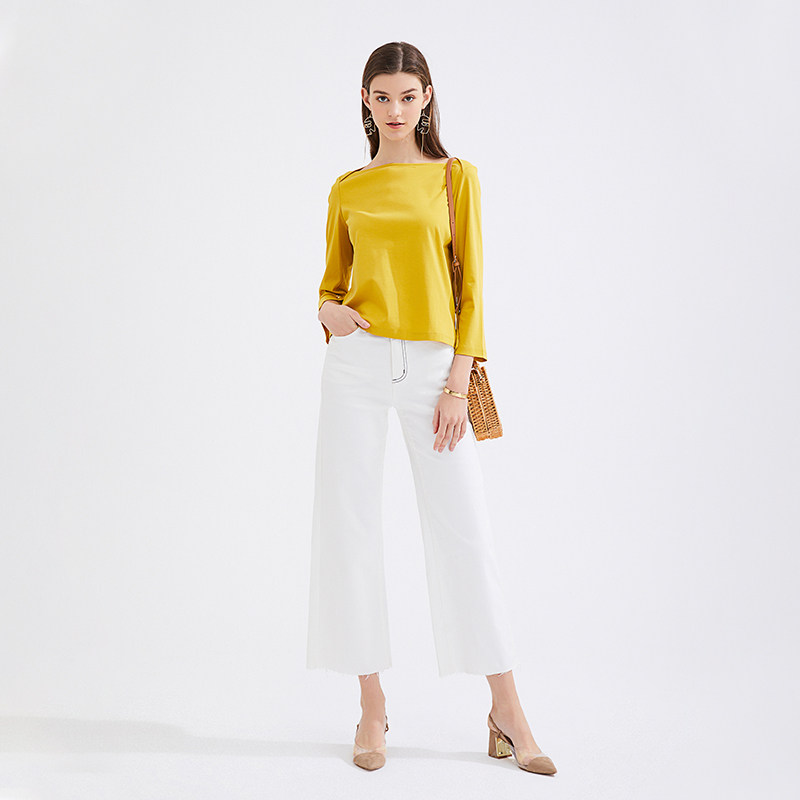 水云间纯棉一字领2020春季新款t恤 sedateT恤