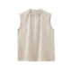 Shuiyunjian khaki pleated vest shirt women's elegant relaxed shirt old money style sleeveless top 2026 summer style
