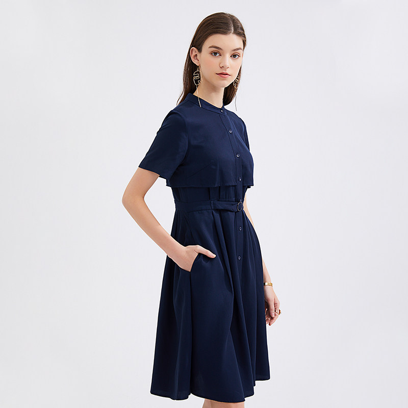 水云间纯色高腰2020夏季新款连衣裙 sedate连衣裙